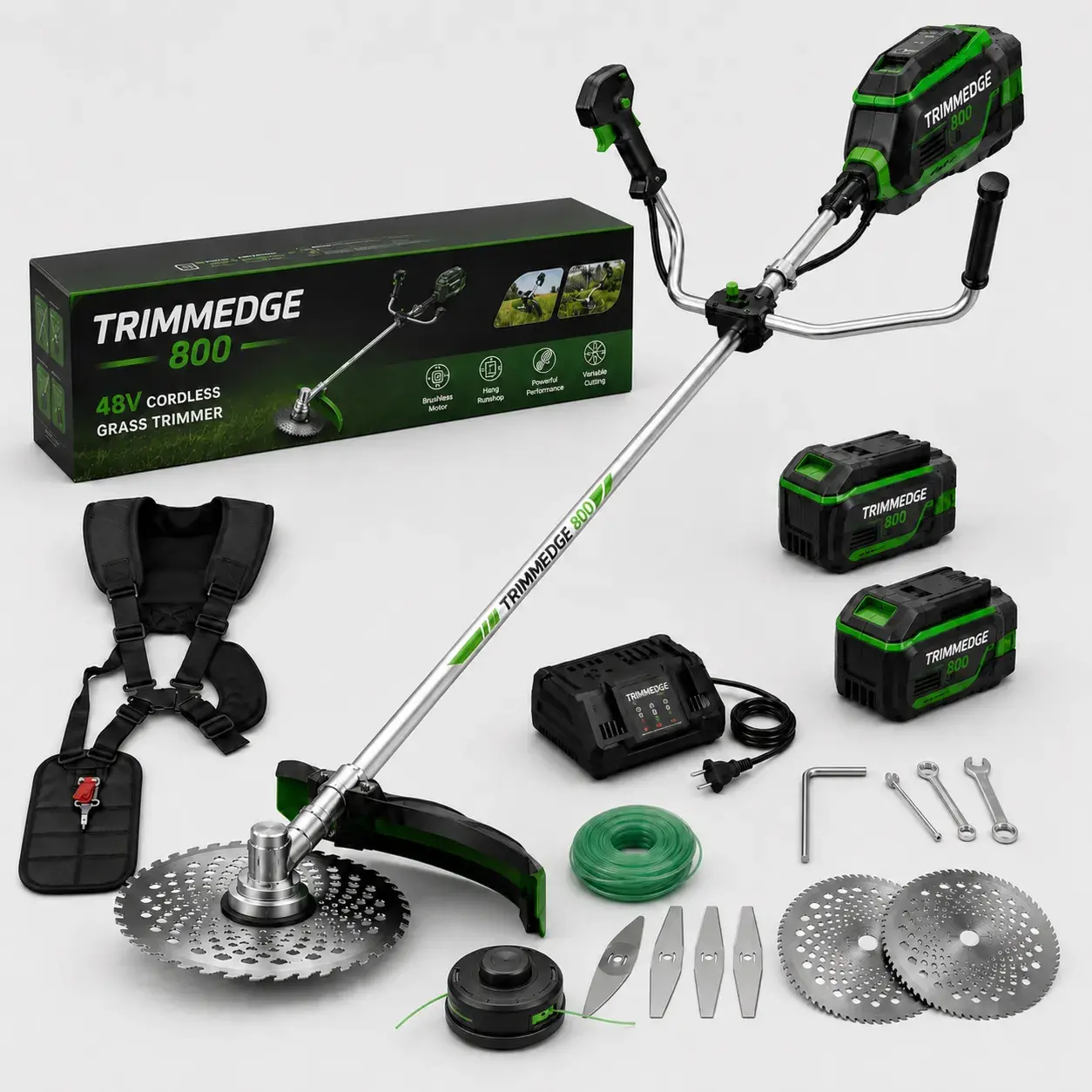 TrimmEdge 800 con doble batería, cabezales y correa